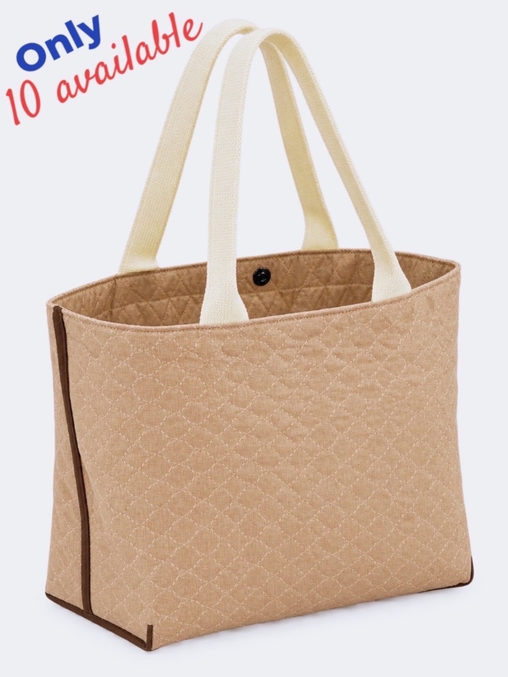 Unisex Tote Bag in Tan and Beige Magnet Closure